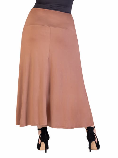 24seven Comfort Apparel Plus Size Comfortable Fit Elastic Waist Maxi Skirt In Pink