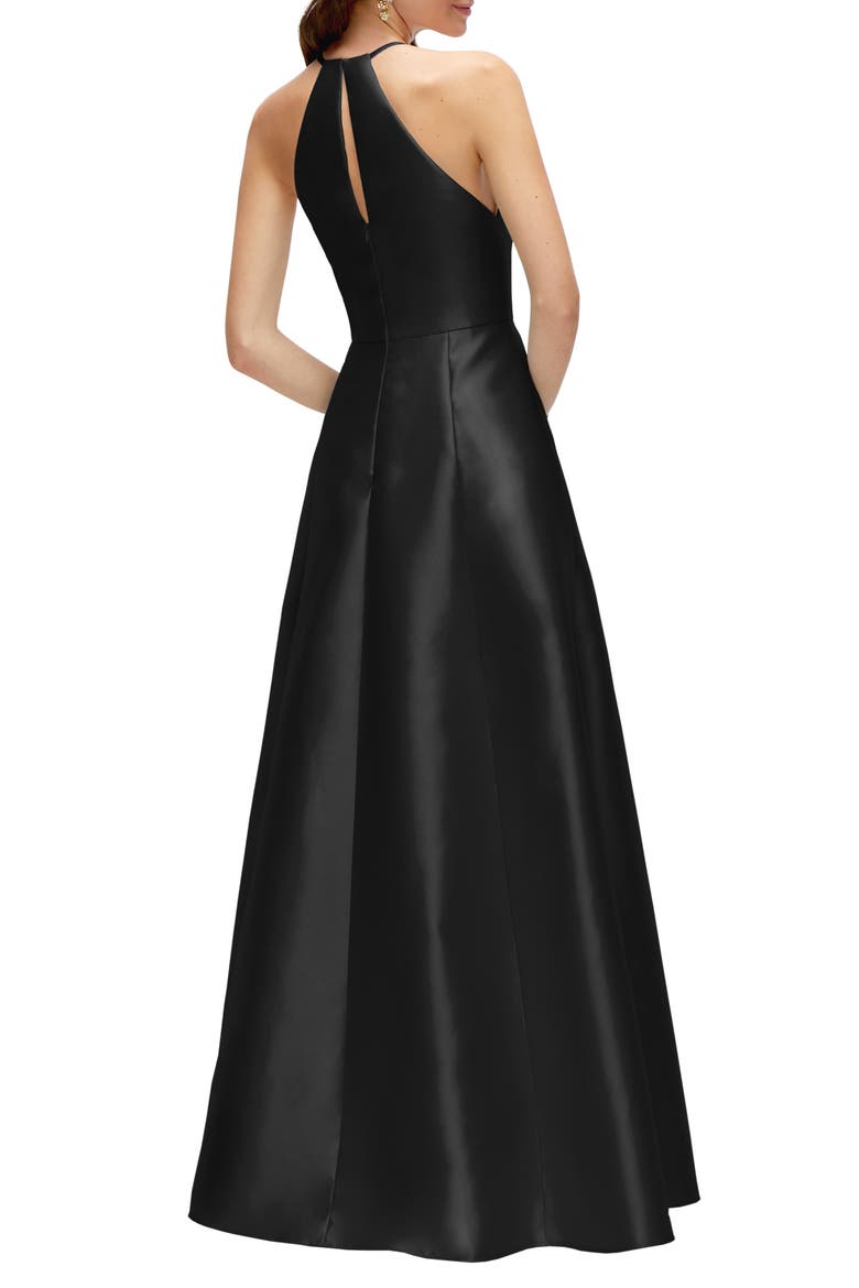 A-Line Satin Gown, Alternate, color, BLACK