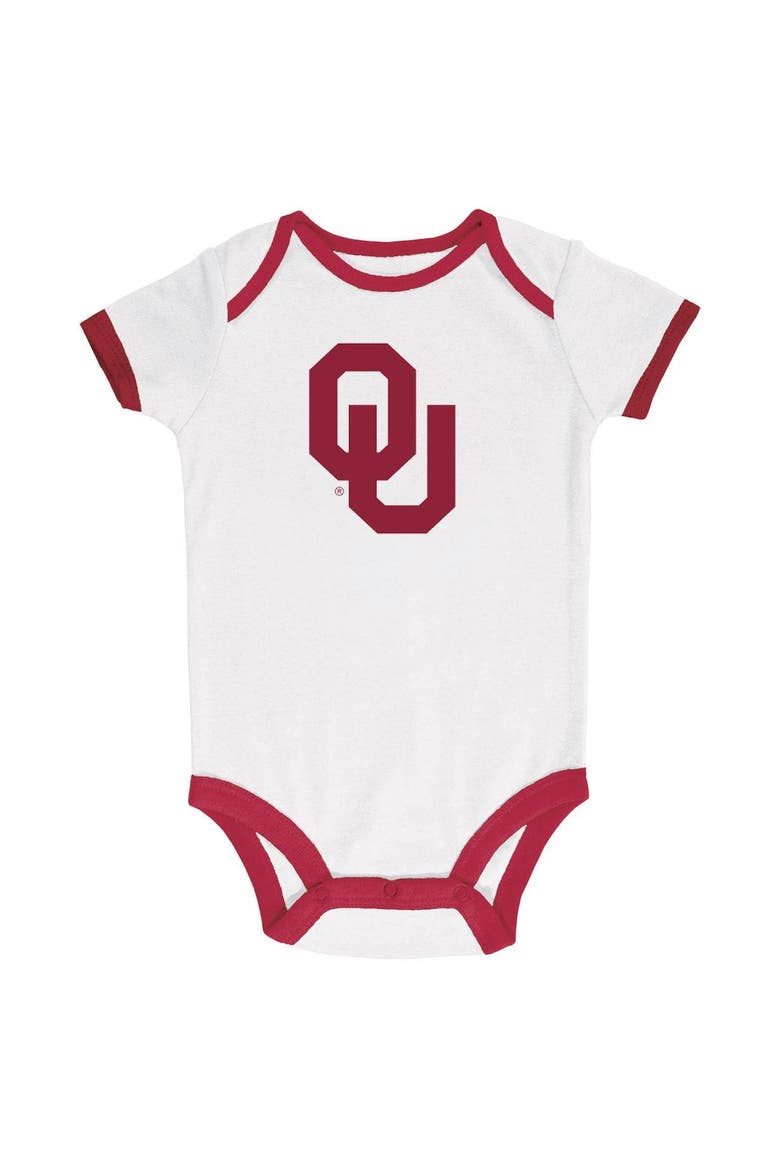 Newborn & Infant Champion Crimson/Heather Gray/White Oklahoma Sooners Three-Pack Bodysuit Set, Alternate, color, Crimson