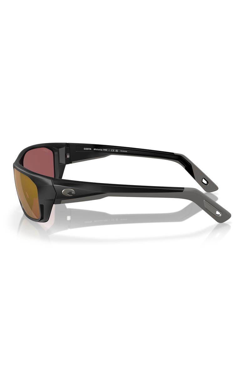 57mm Polarized Rectangular Sunglasses, Alternate, color, MATTE BLACK/ GOLD MIRROR 580G