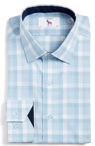 Lorenzo Uomo Trim Fit Plaid Check Cotton Dress Shirt