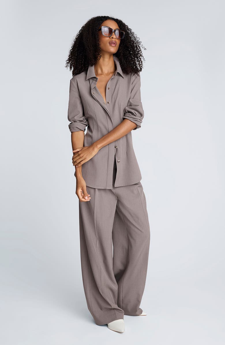 Kenneth Cole Pinstripe Pants, Alternate, color, Brown Sugar Heather