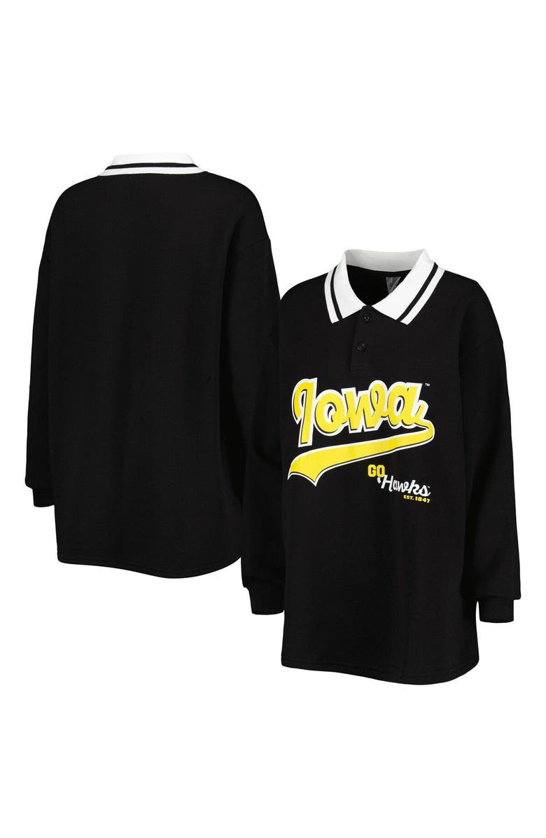 GAMEDAY COUTURE Women's Gameday Couture Black Iowa Hawkeyes Happy Hour Long Sleeve Polo, Main, color, 