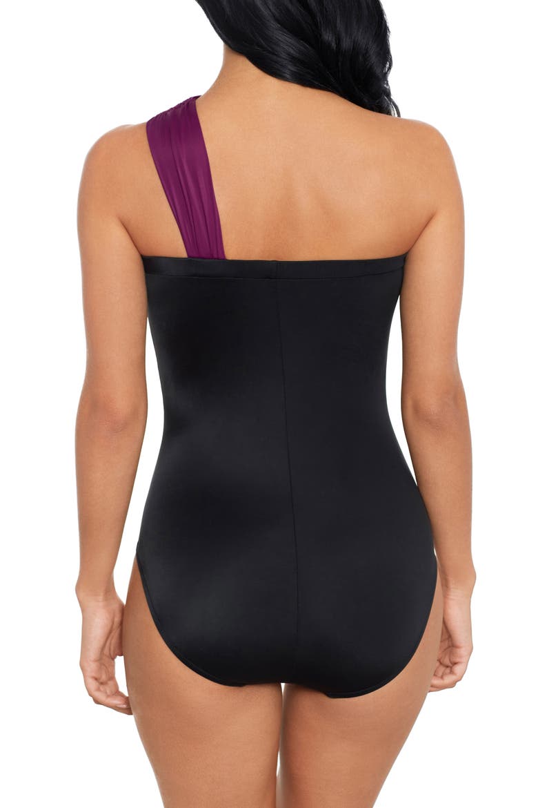 Goddess Colorblock One-Shoulder Convertible One-Piece Swimsuit, Alternate, color, JAM
