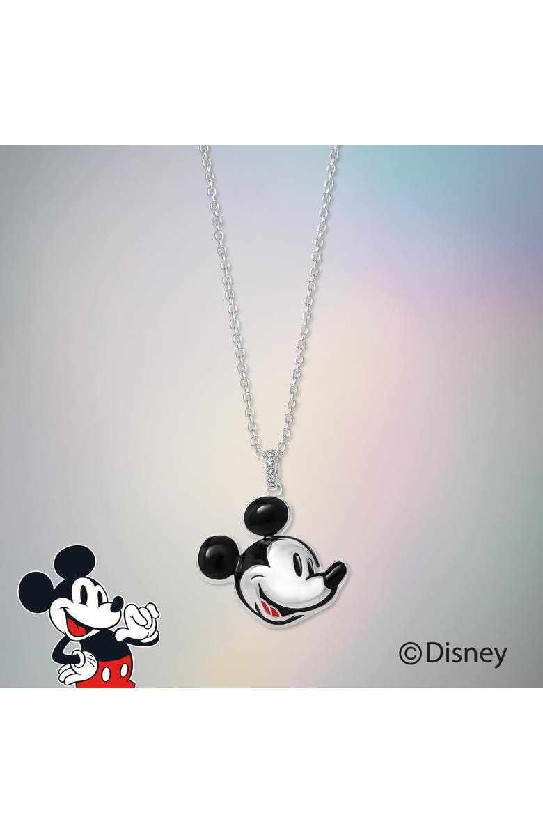 Disney Silver Plated Head Pendant, 18'' Chain, Alternate, color, Silver, Black, White