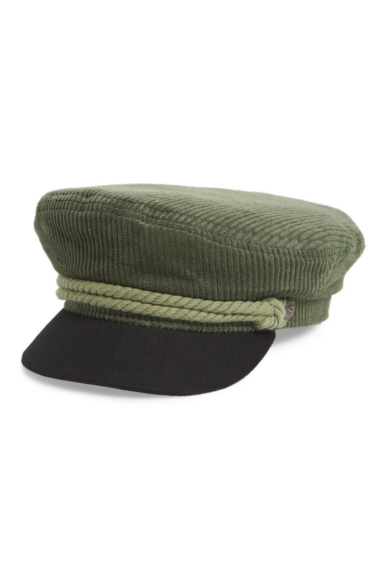 Fiddler Corduroy Baker Boy Cap, Main, color, GREEN/ BLACK