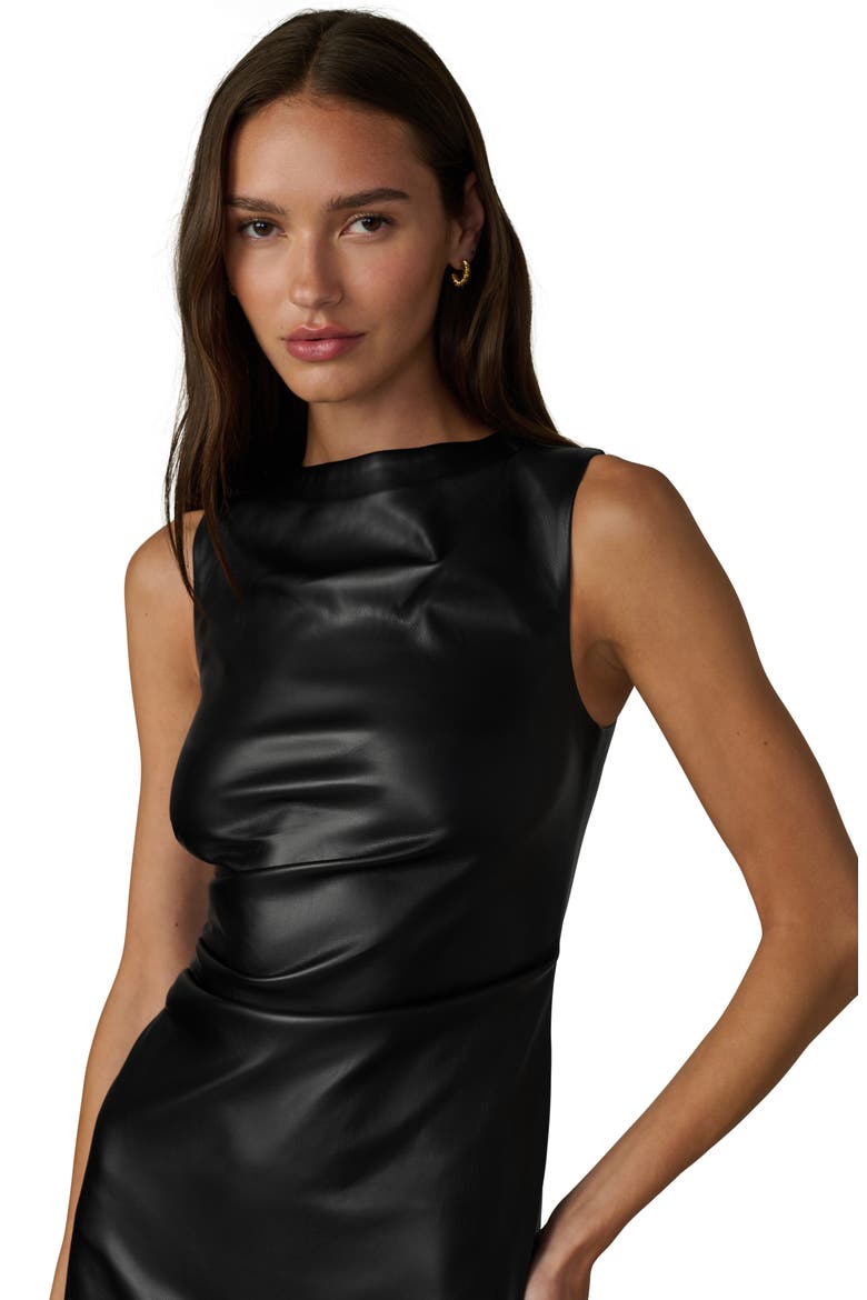 The Meg Faux Leather Minidress, Alternate, color, BLACK