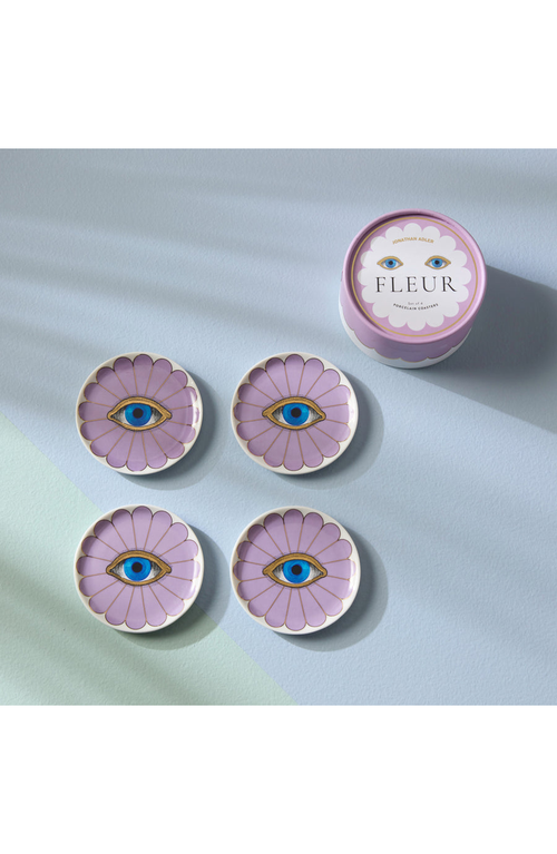 Jonathan Adler Fleur Coaster Set In Lavender/gold