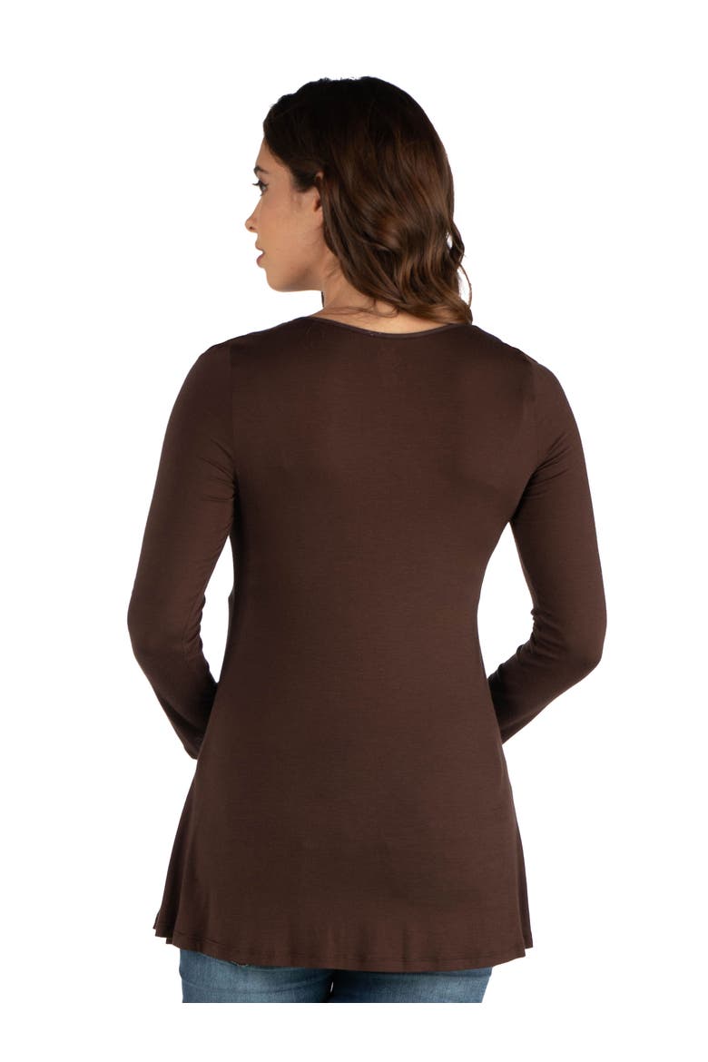 Maternity Long Sleeve Swing Style Flared Tunic Top, Alternate, color, Brown