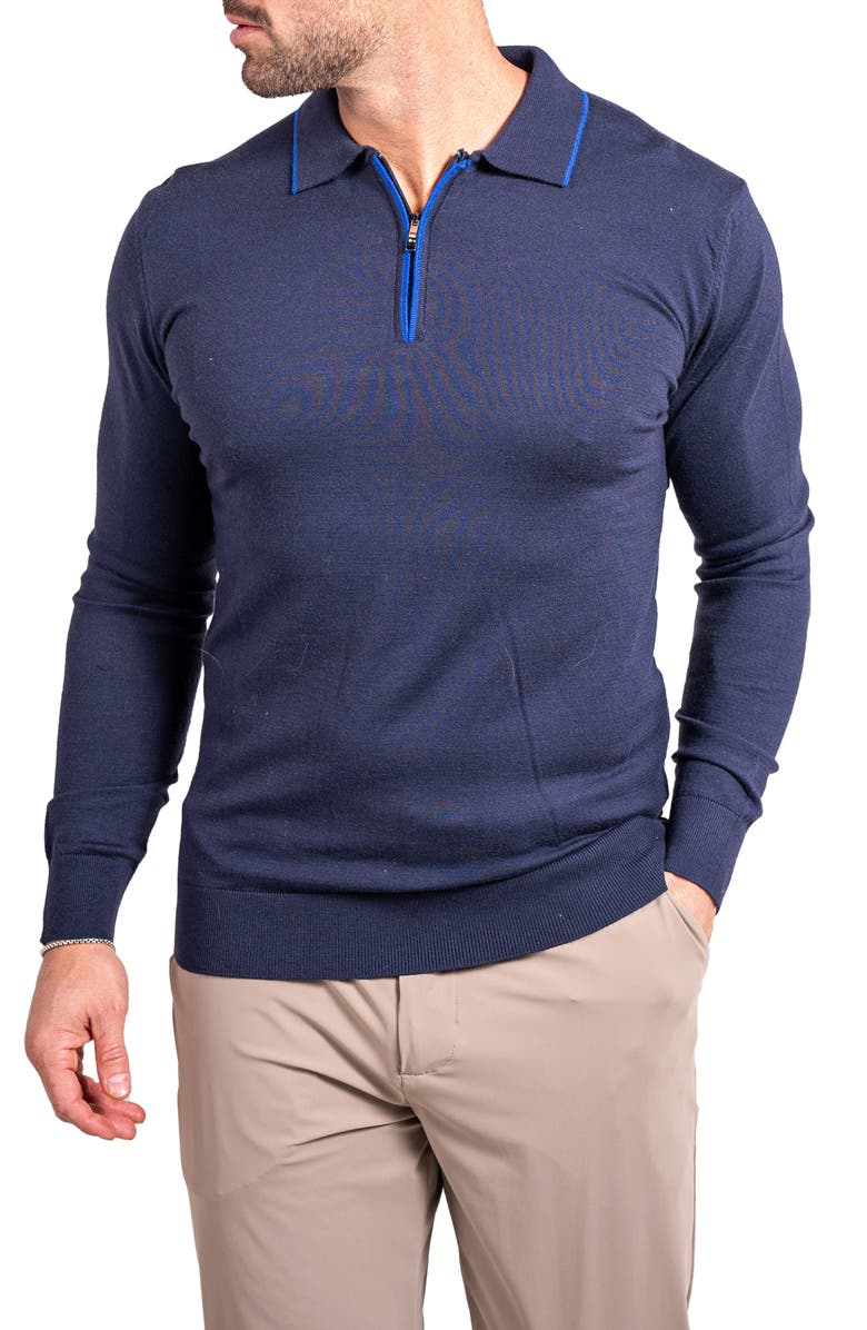Maceoo Knitted Passion Quarter Zip Sweater, Alternate, color, Blue