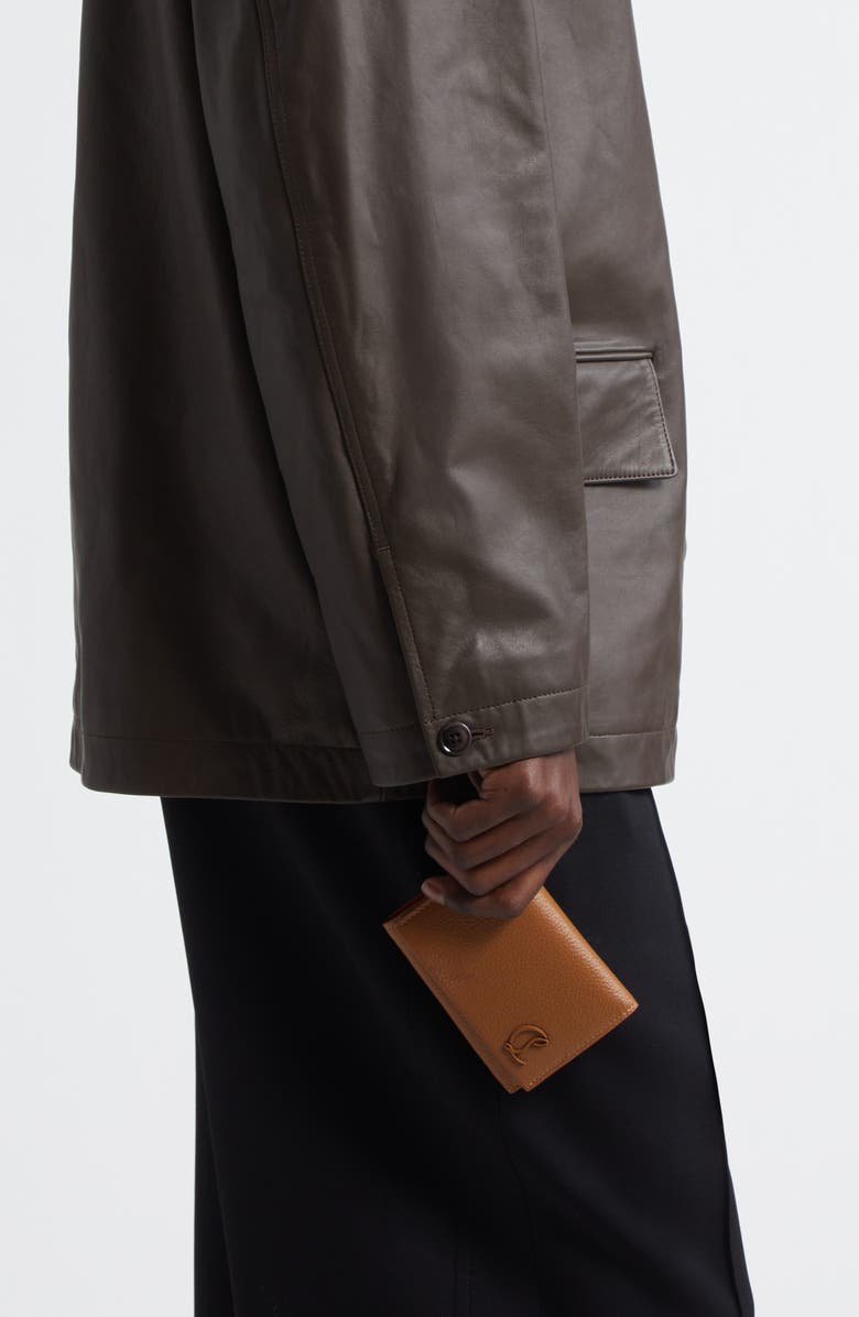 Christian Louboutin Mooncrest Compact Leather Trifold Wallet, Alternate, color, Cuoio