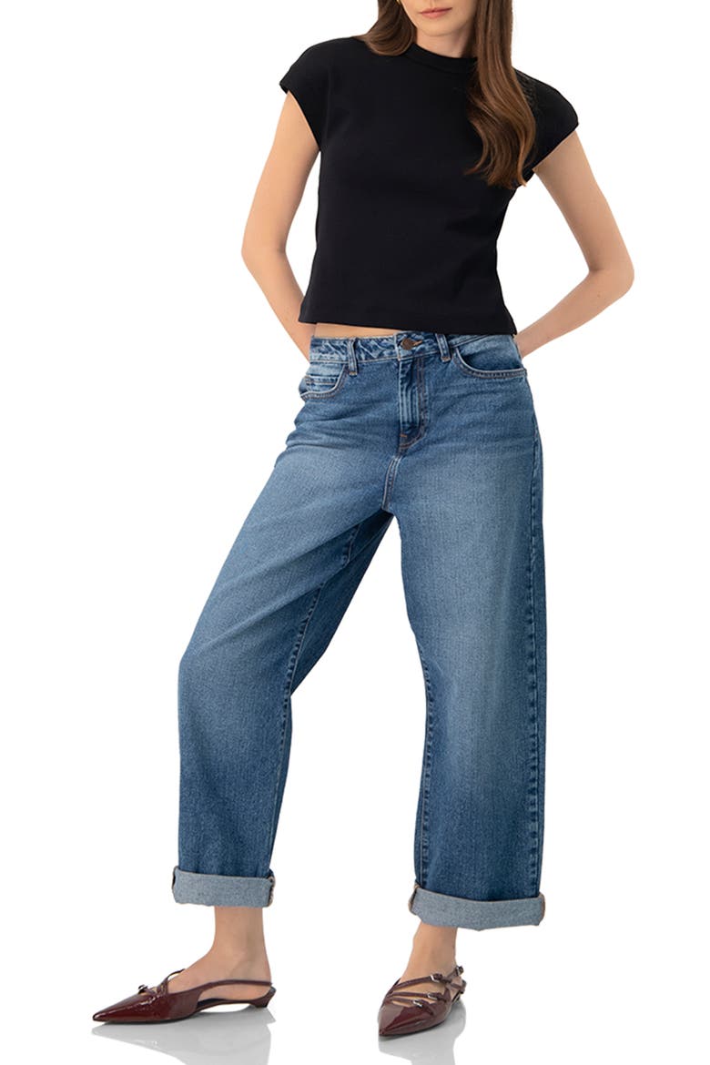 Black dropped sleeve top, Alternate, color, Black