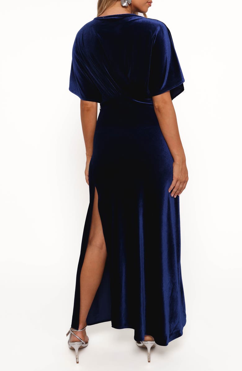 Petal & Pup Ricki Plunge Neck Velvet Maxi Dress, Alternate, color, Midnight
