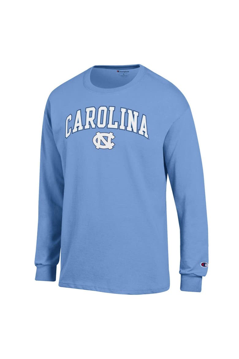 Men's Champion  Carolina Blue North Carolina Tar Heels Arch Over Logo Long Sleeve T-Shirt, Alternate, color, Light Blue