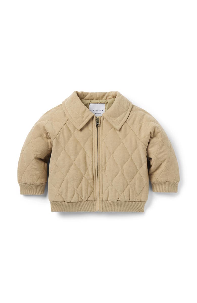 Janie and Jack Baby Quilted Jacket, Main, color, Beige