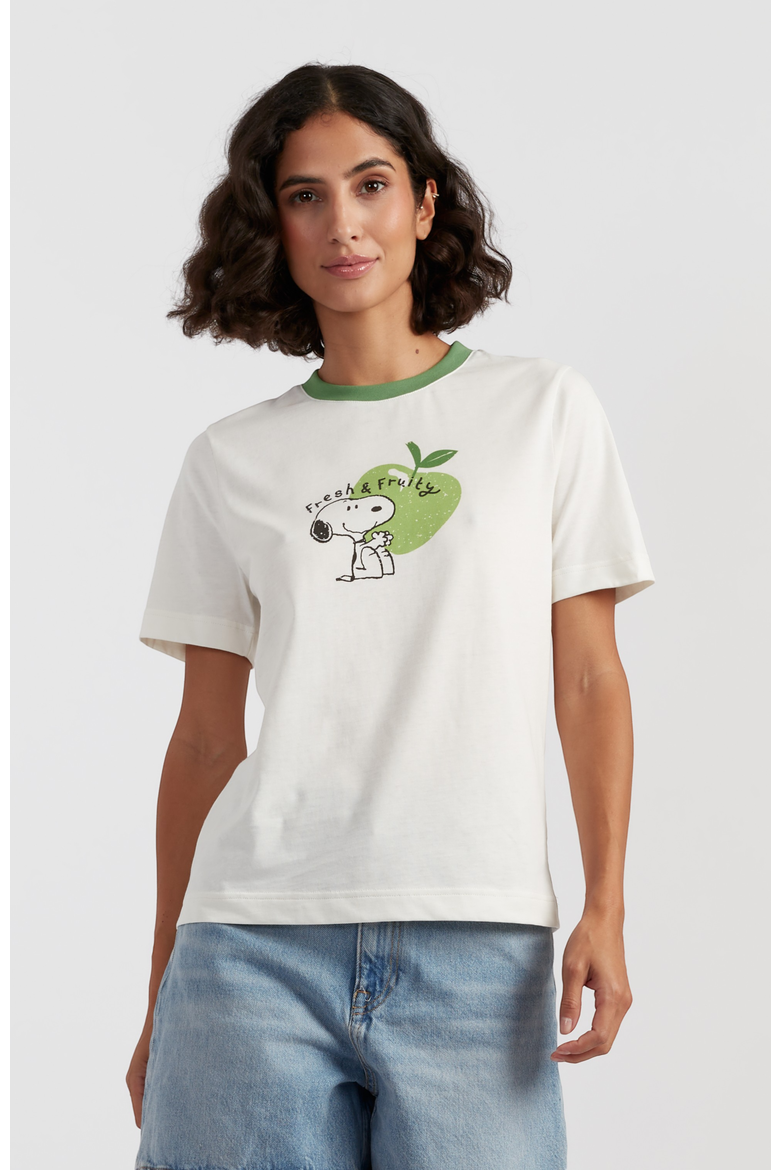Snoopy Apple T-Shirt, Main, color, Cream