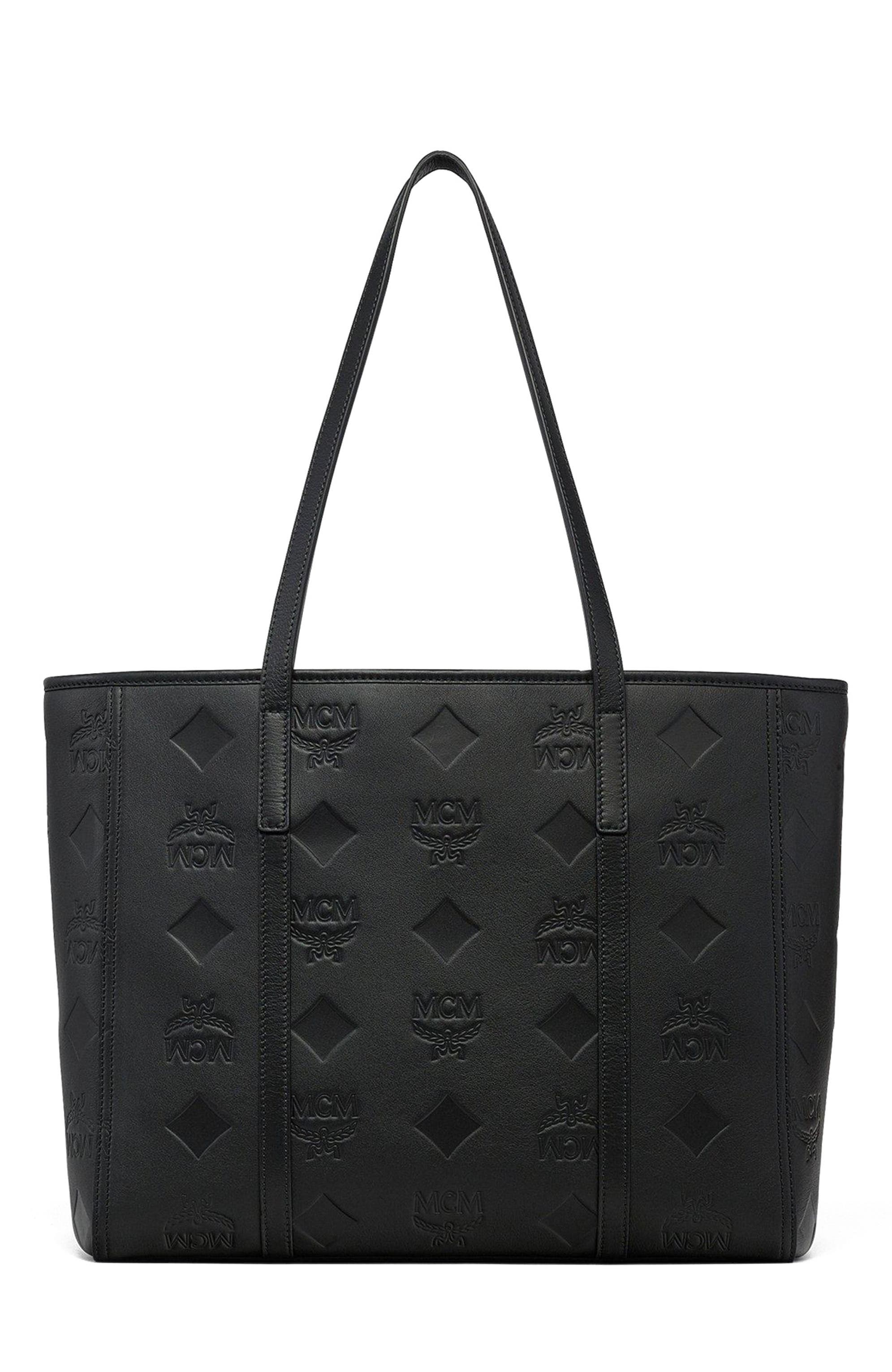 MCM Medium Toni Top-Zip Shopper in Maxi Monogram Leather, Alternate, color, Black