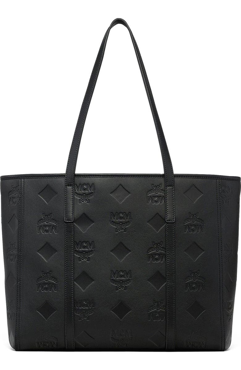 MCM Medium Toni Top-Zip Shopper in Maxi Monogram Leather, Alternate, color, Black