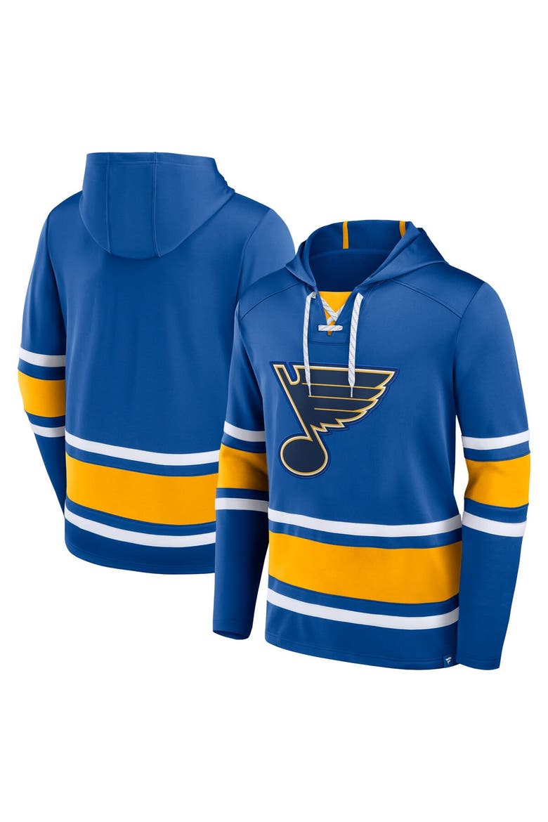 Men's Fanatics Branded Blue St. Louis Blues Puck Deep Lace-Up Pullover Hoodie, Main, color, Blue