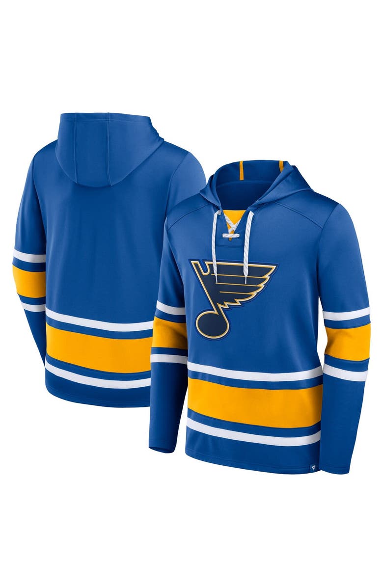 FANATICS Men's Fanatics Branded Blue St. Louis Blues Puck Deep Lace-Up Pullover Hoodie, Main, color, 