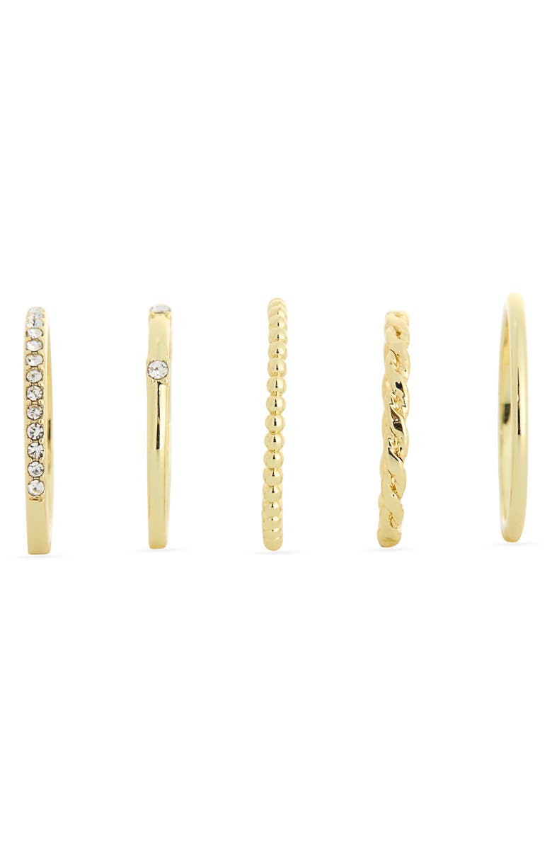 Covet Set of 5 Cubic Zirconia Band Rings, Alternate, color, Clear/ Gold