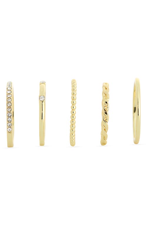 Covet Set Of 5 Cubic Zirconia Band Rings In Gold