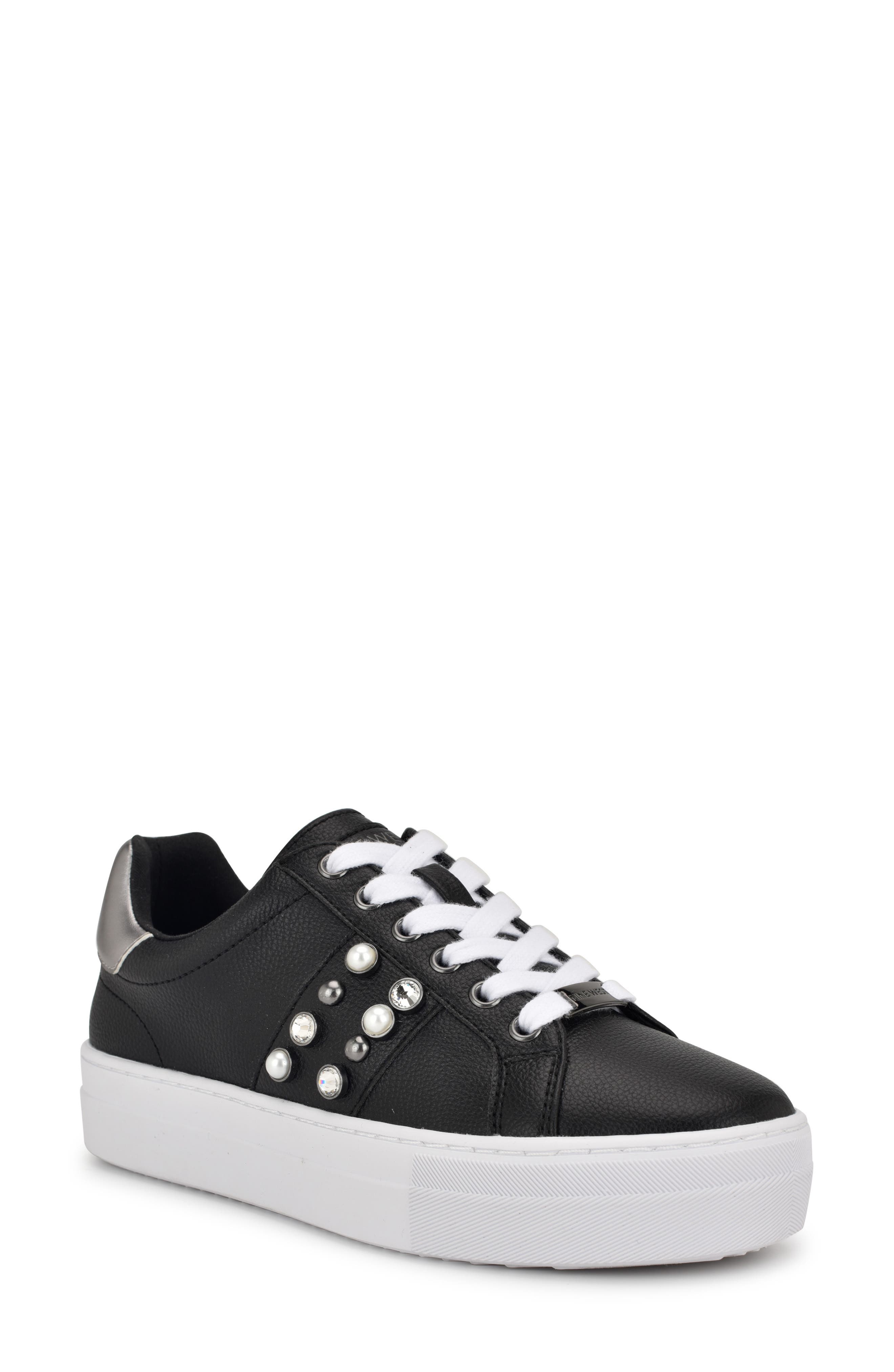 Nine West Gripes Platform Sneaker, Main, color, Black/ Pewter