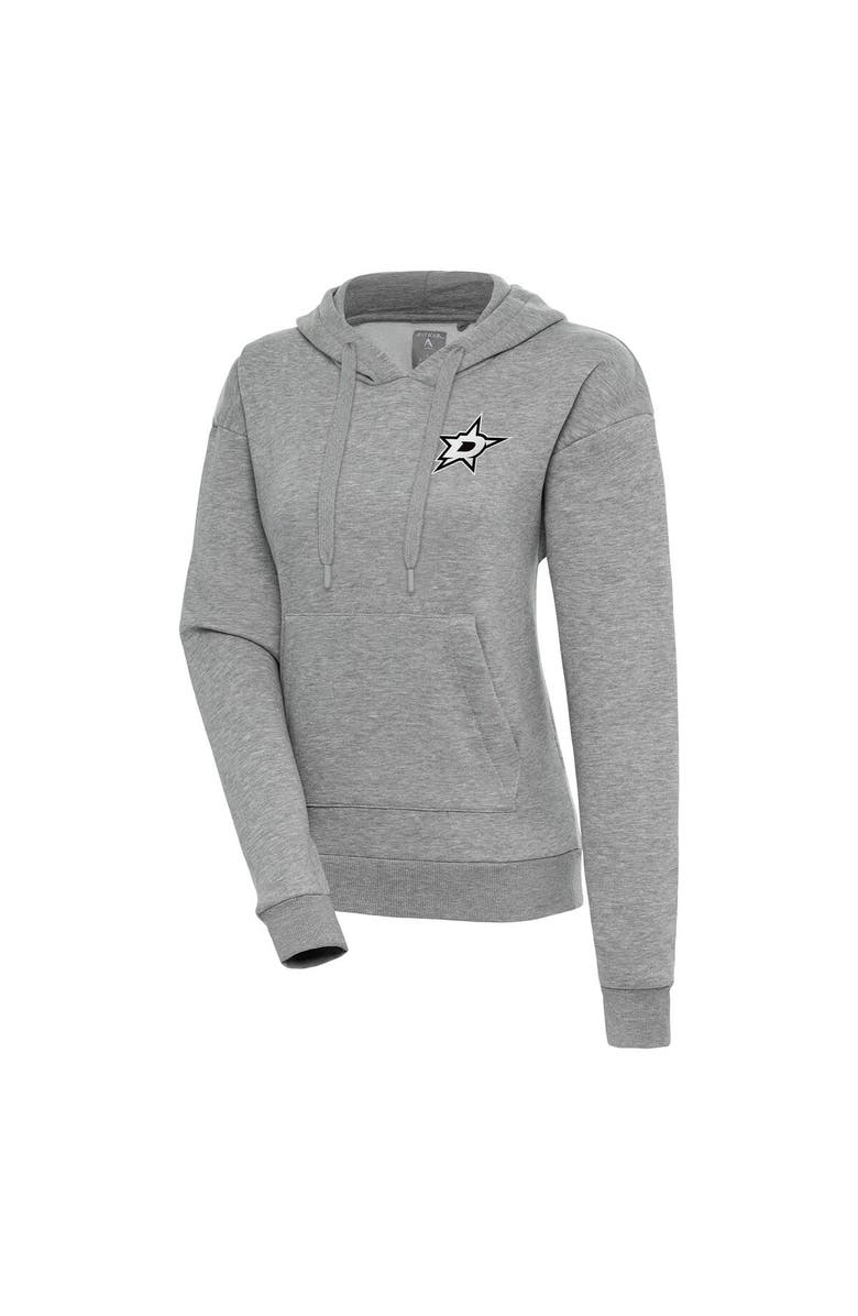 ANTIGUA Women's Antigua  Heather Gray Dallas Stars Metallic Logo Victory Pullover Hoodie, Main, color, 