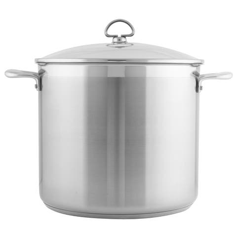 Induction 21 Steel 12 qt. Stock Pot w/ Glass Lid