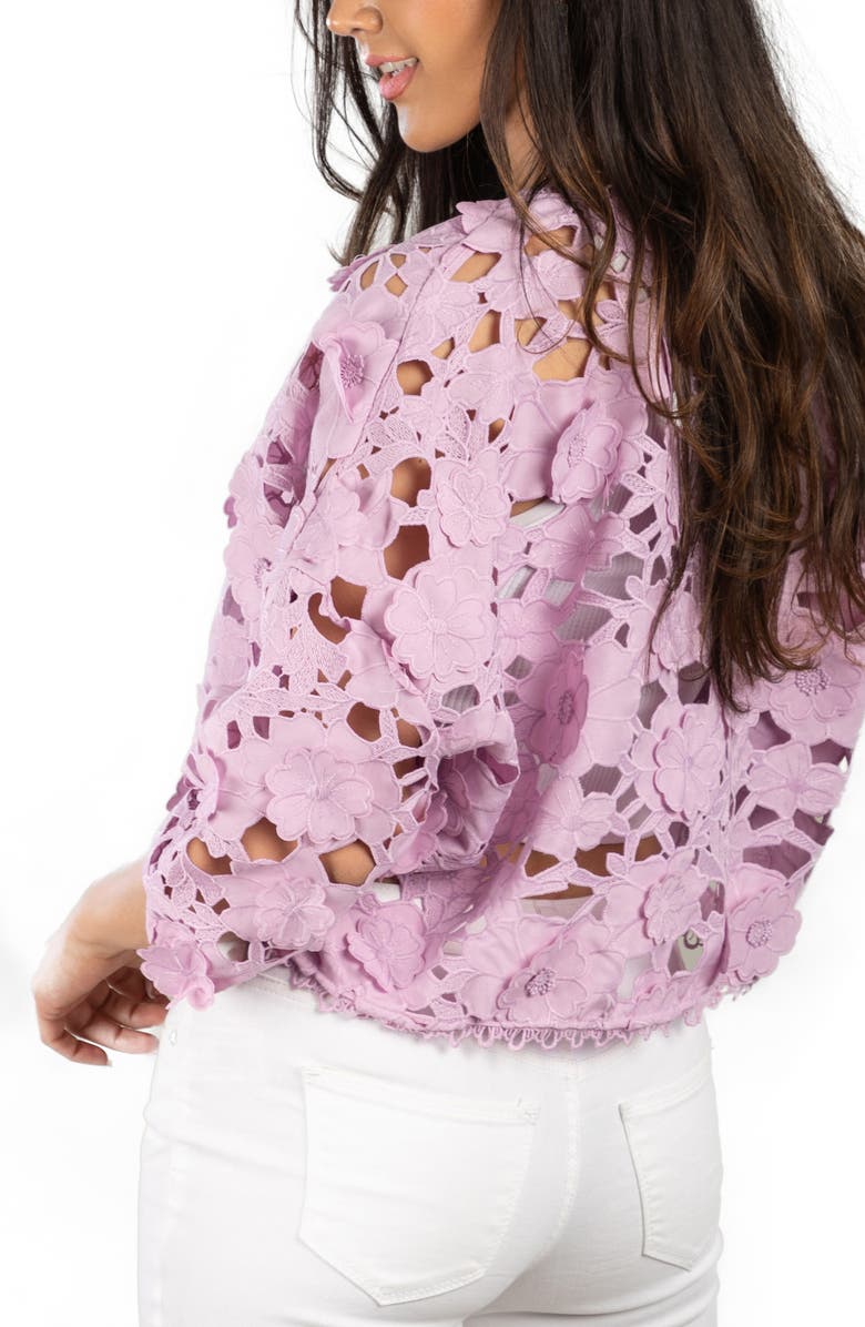 SAACHI Floral Lace Cutout Bolero Cardigan, Alternate, color, Purple