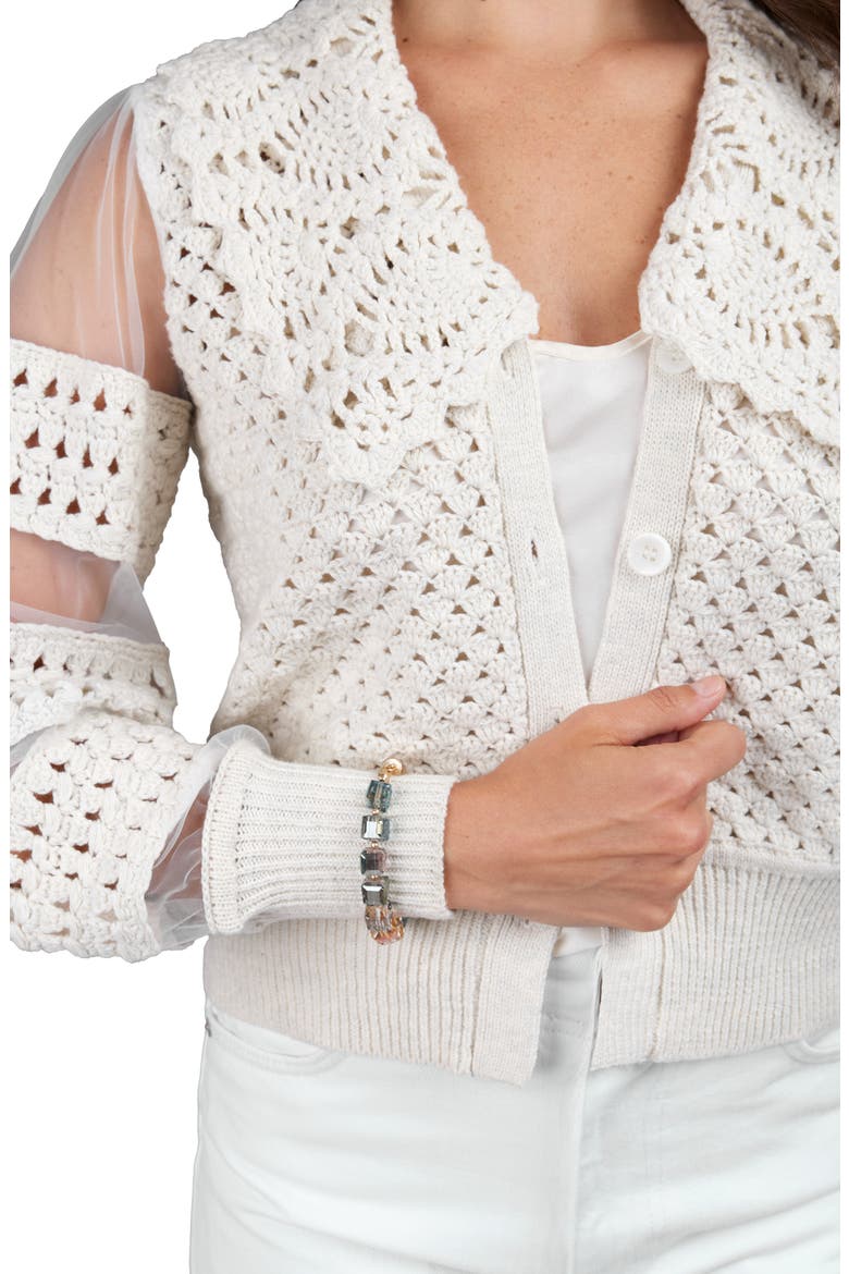 CROCHET CARDIGAN, Alternate, color, IVORY