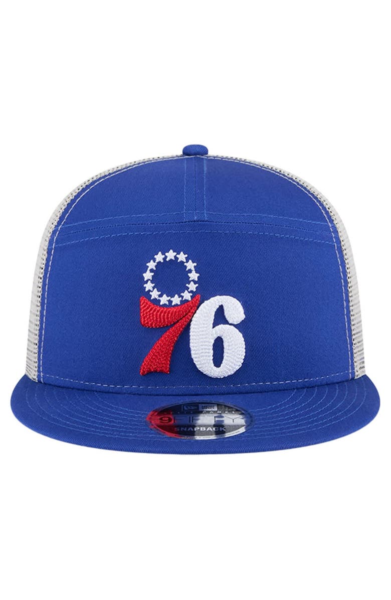 New Era Men's Philadelphia 76ers  New Era Blue Victory Grove Split Panel 9FIFTY Snapback Hat, Alternate, color, 