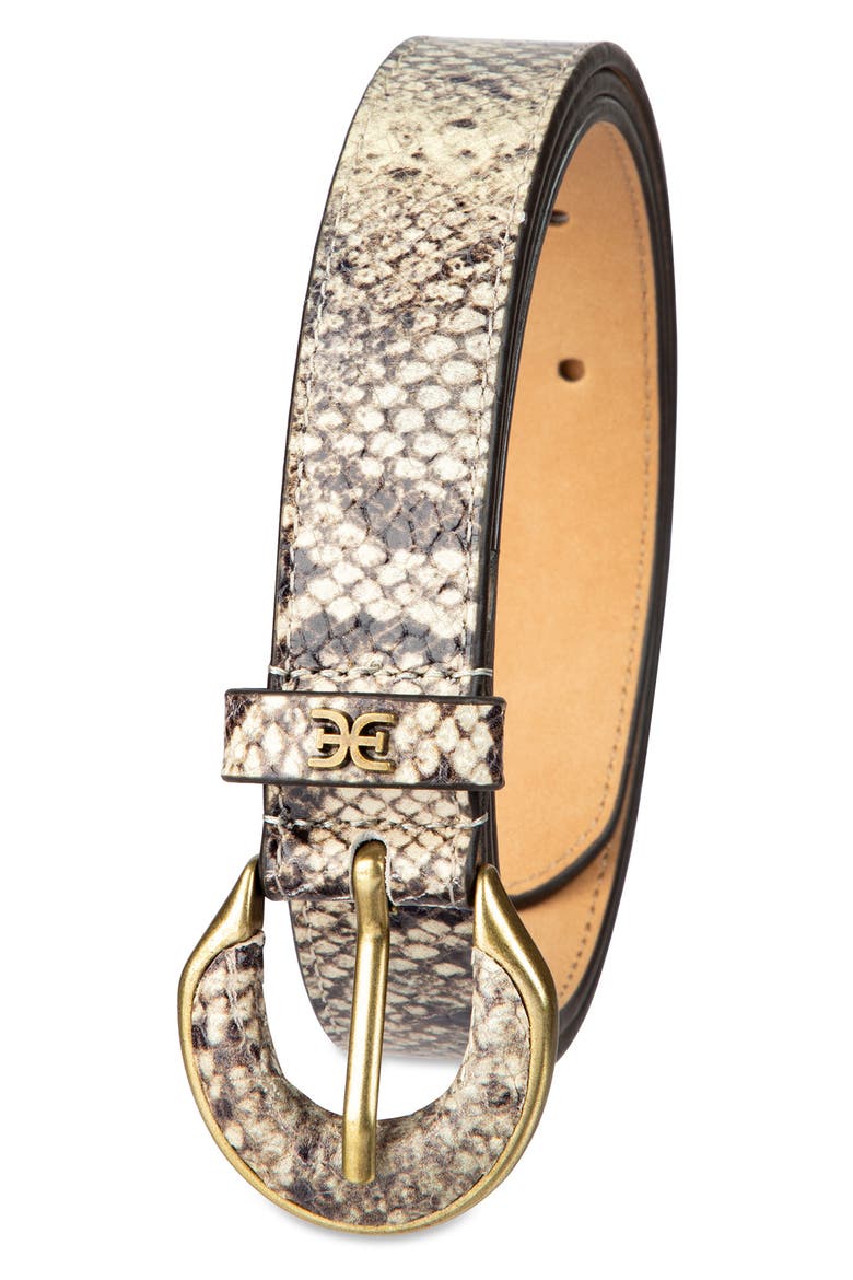 Leather Inlay Belt, Alternate, color, OFF WHITE SNAKE
