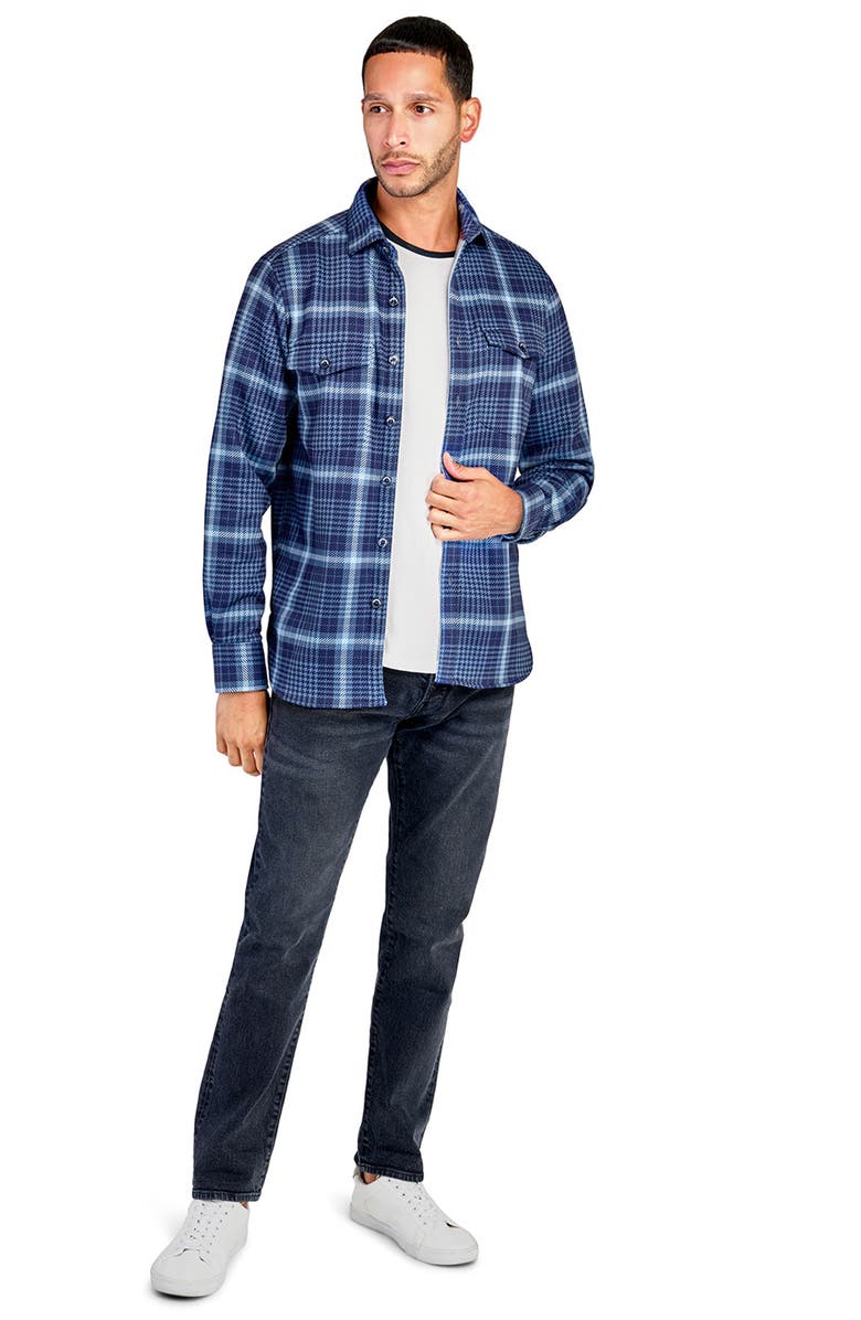 CONSTRUCT Plaid Shirt Jacket, Alternate, color, Navy/Green