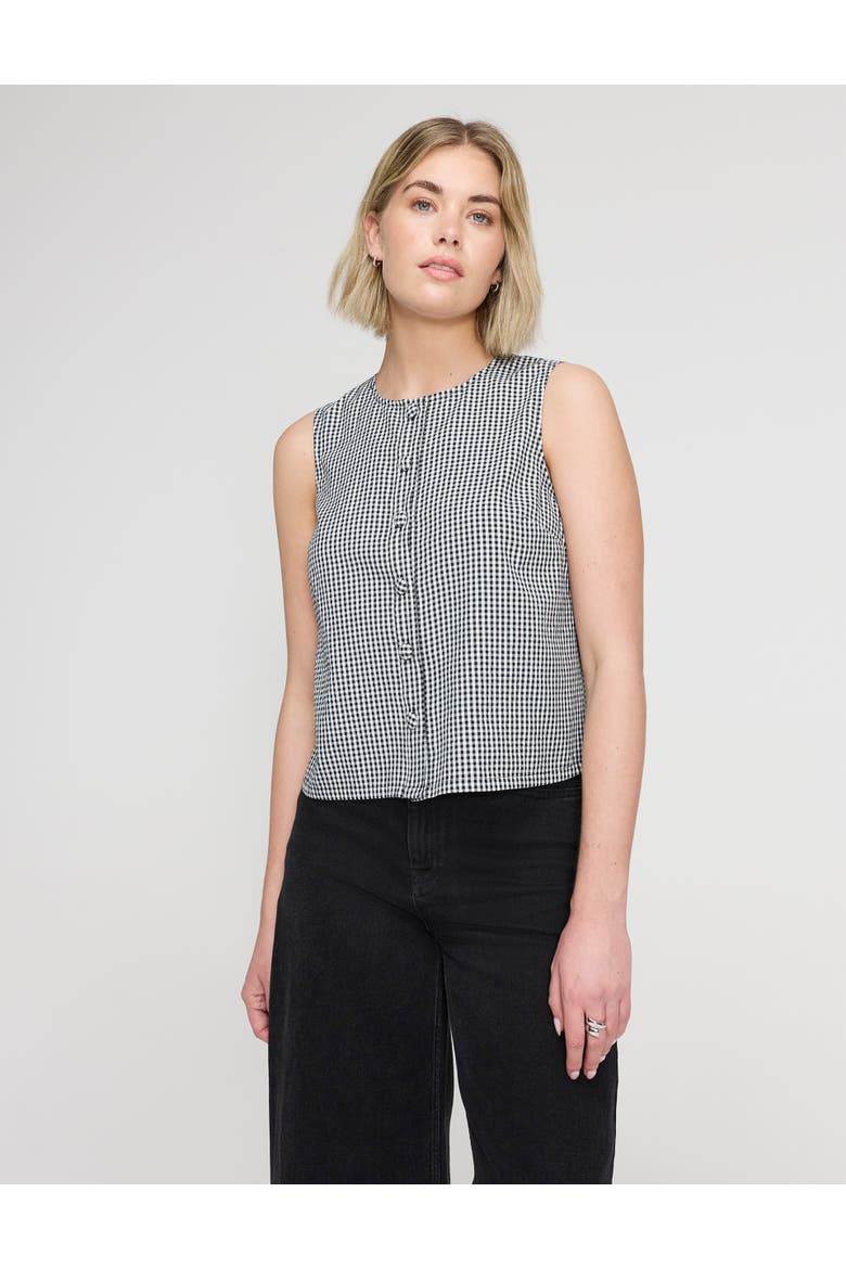 Maggie Cotton Gingham Sleeveless Top, Alternate, color, Black Gingham Check