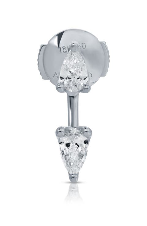 18k Gold Pear Diamond Earring