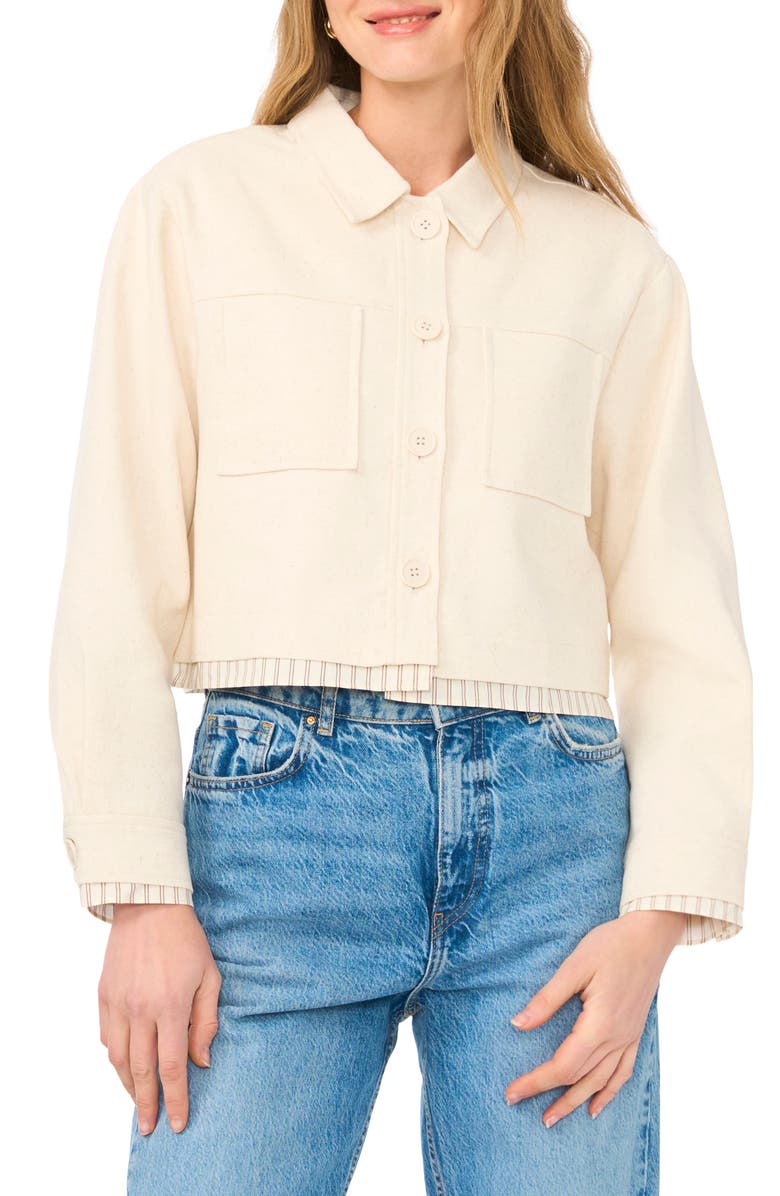 Halogen<sup>®</sup> Crop Twill Shirt Jacket, Alternate, color, Natural Beige