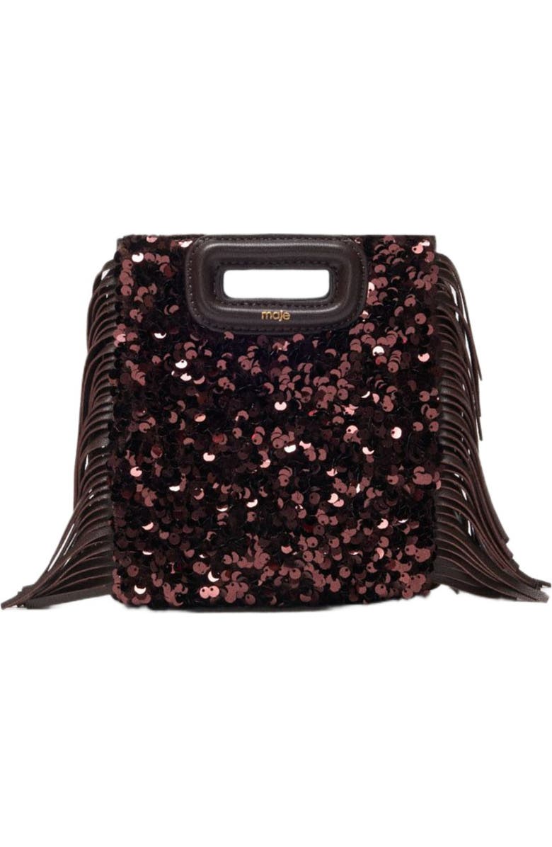 maje Sequin M mini bag, Main, color, Brown