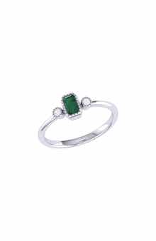 LuvMyJewelry La Vie Emerald & Diamond Ring - 0.04ct.