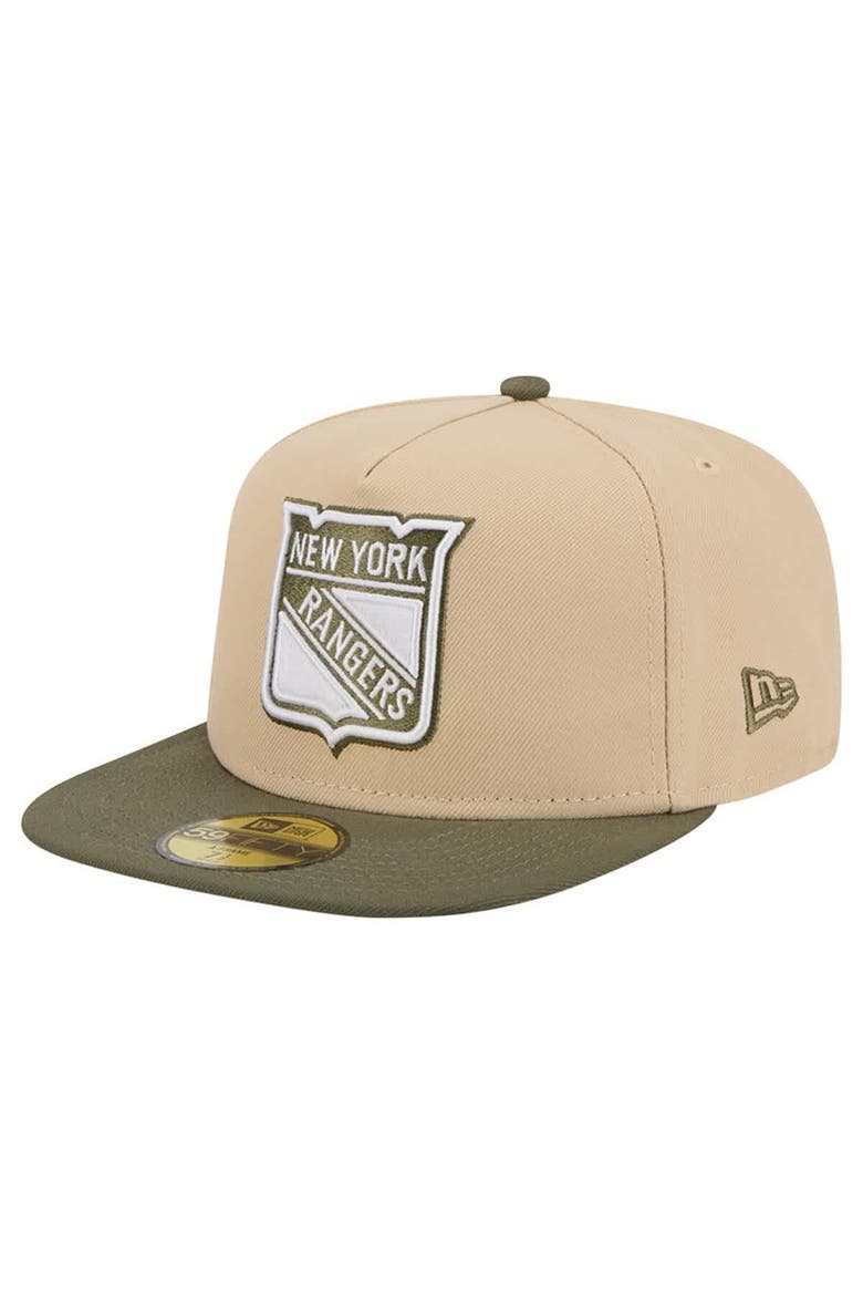 Men's New Era  Tan/Olive New York Rangers Color Pack Two-Tone 59FIFTY A-Frame Fitted Hat, Main, color, Tan