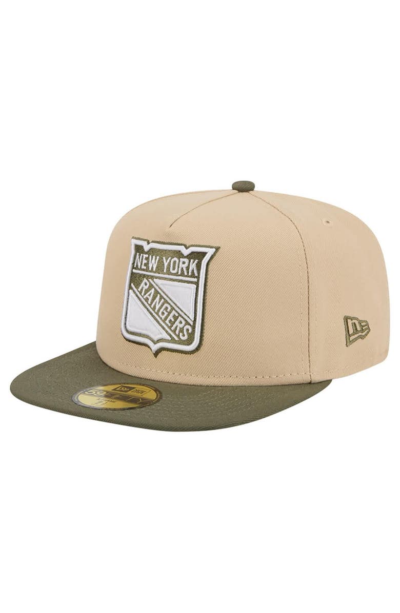 New Era Men's New Era  Tan/Olive New York Rangers Color Pack Two-Tone 59FIFTY A-Frame Fitted Hat, Main, color, Tan