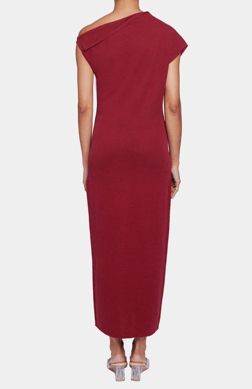 Santorelli Imogen Off-shoulder Bodycon Midi Knit Cotton Dress In Burgundy