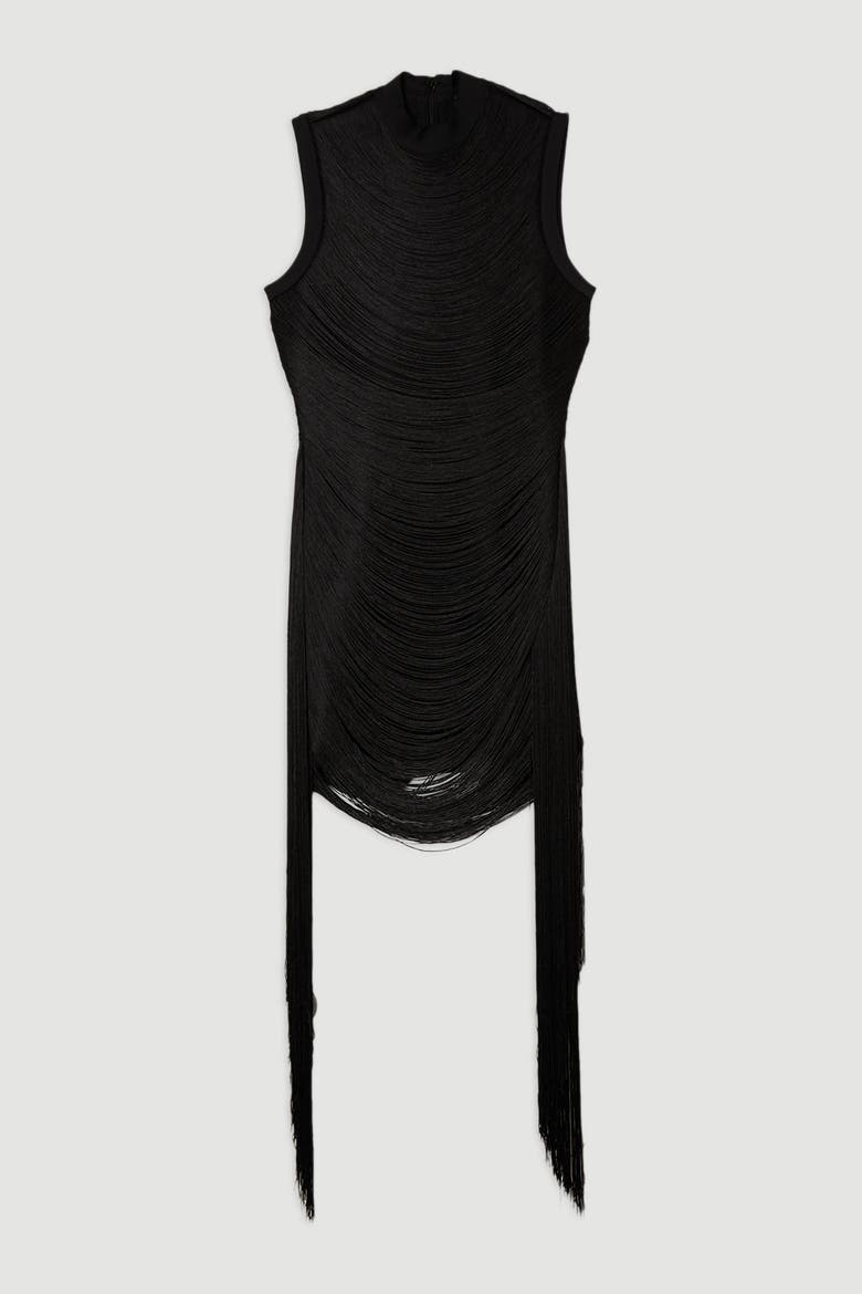 Knit Tassel Mini Dress, Alternate, color, Black