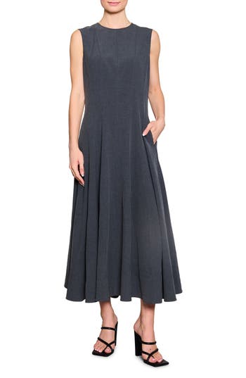 Melloday Sleeveless A-line Dress In Charcoal
