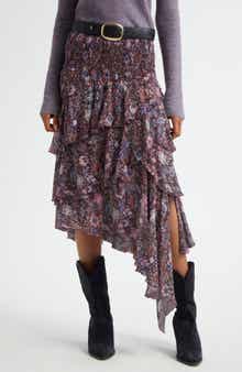 Isabel Marant Étoile Brigitte Smocked Waist Tiered Chiffon Midi Skirt