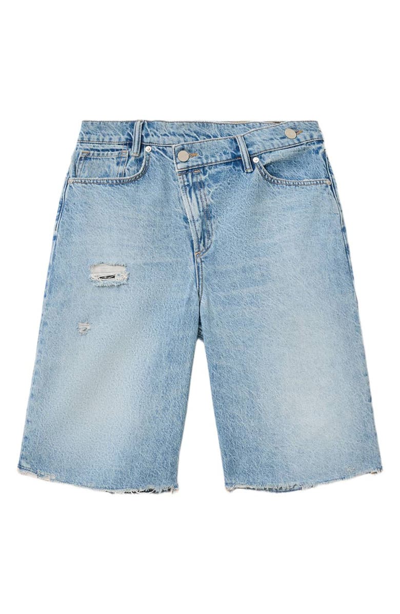 AllSaints Aki Crossover Denim Shorts, Alternate, color, 