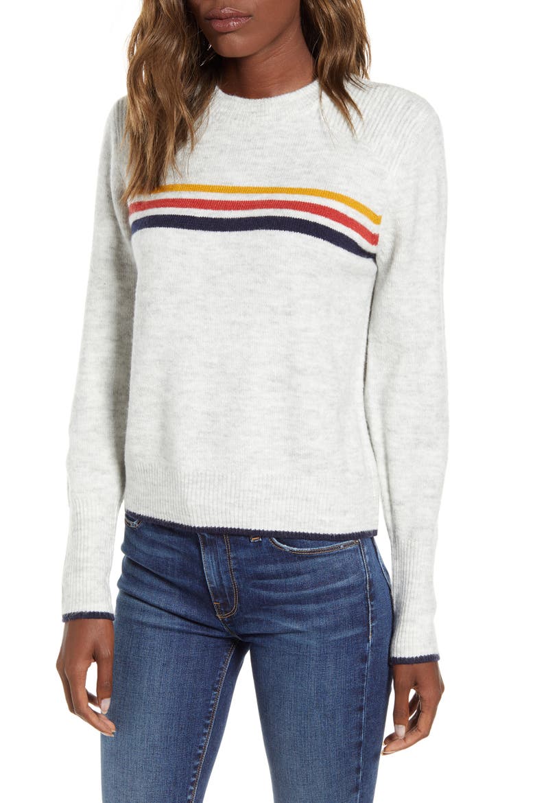 Mikayla Stripe Pullover, Main, color, HEATHER ASH