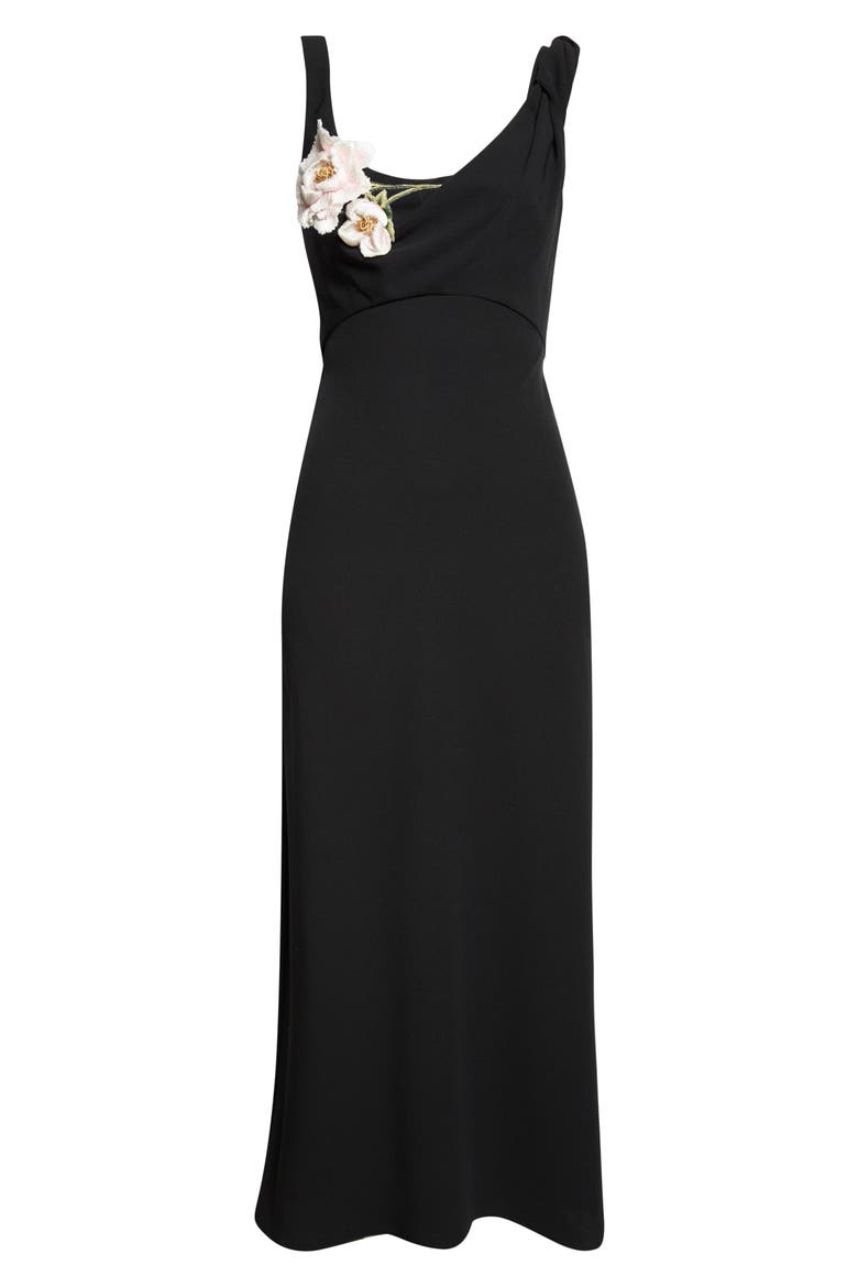 Peony Crochet Appliqué Milano Stitch Sweater Dress, Alternate, color, BLACK