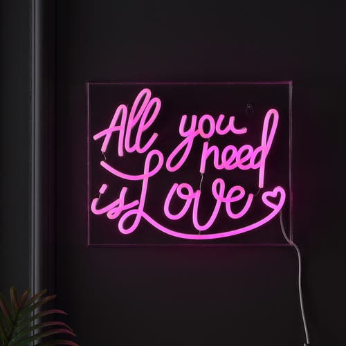 Jonathan Y All Contemporary Glam Acrylic Box Usb Operated Led Neon Light In Pink