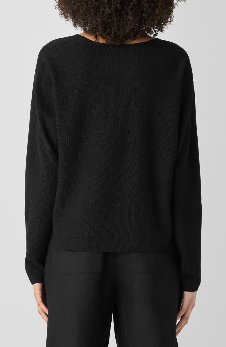 Eileen Fisher Organic Linen & Organic Cotton V-Neck Sweater, Alternate, color, Black
